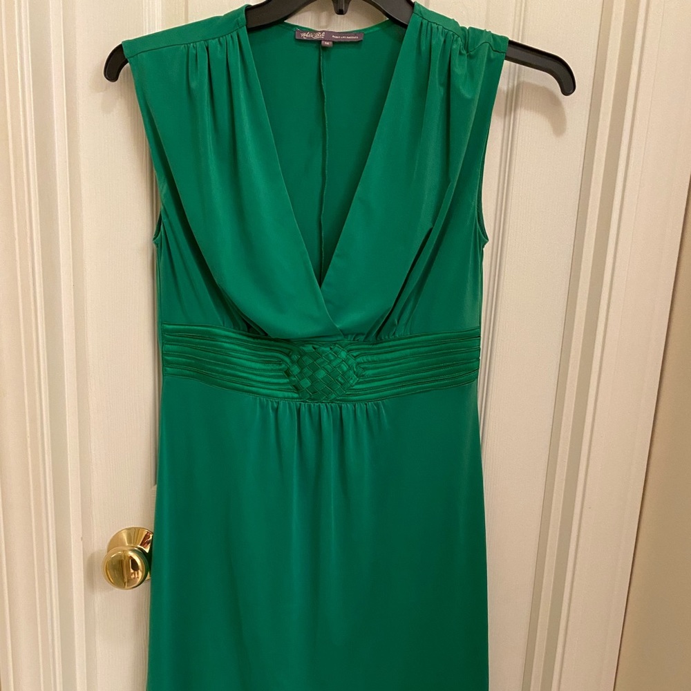 Hale Bob Sleeveless Dress Emerald Green Satin feel Easter Gala Brunch Holiday